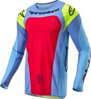 ALPINESTARS TECHSTAR OCURI JERSEY LT BLUE/YLW FLUO/RED BERRY